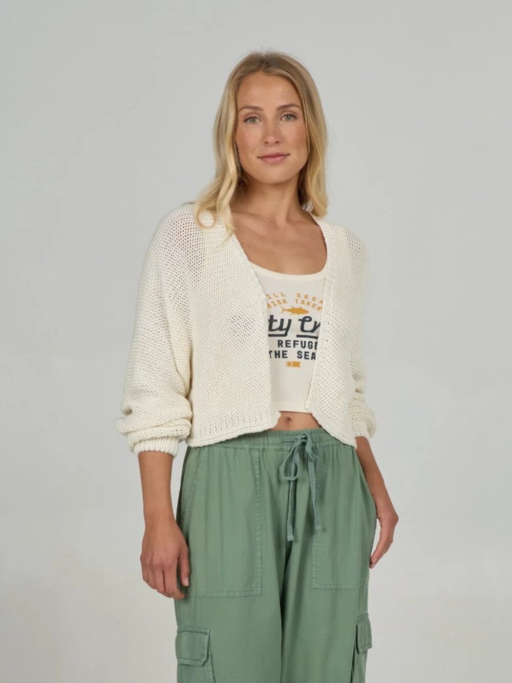 Salty Crew Women's Navigator Woven Cardigan Off White Size Medium New NWT